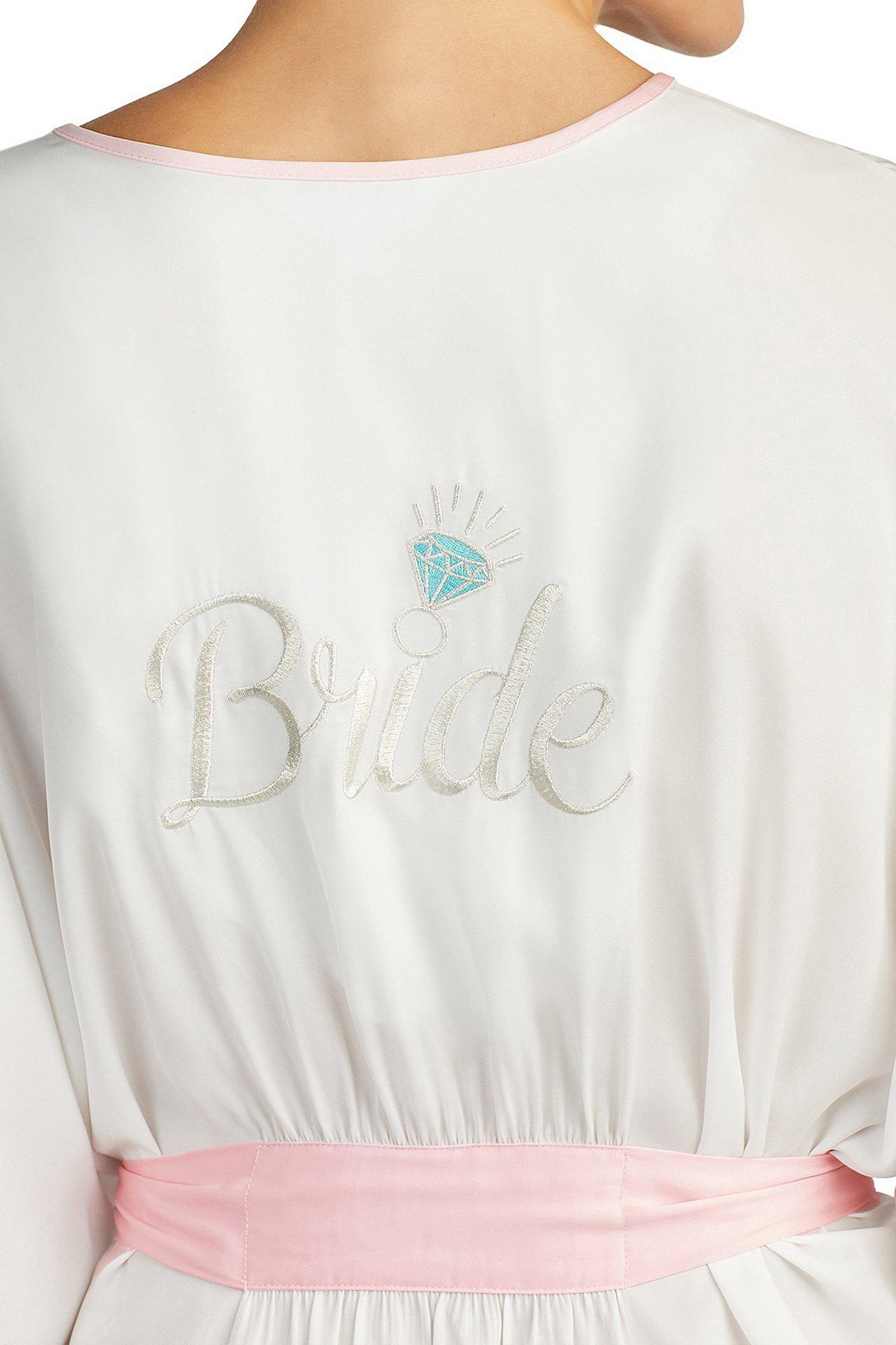 Betsey Johnson Cream-White Satin Bridal Robe