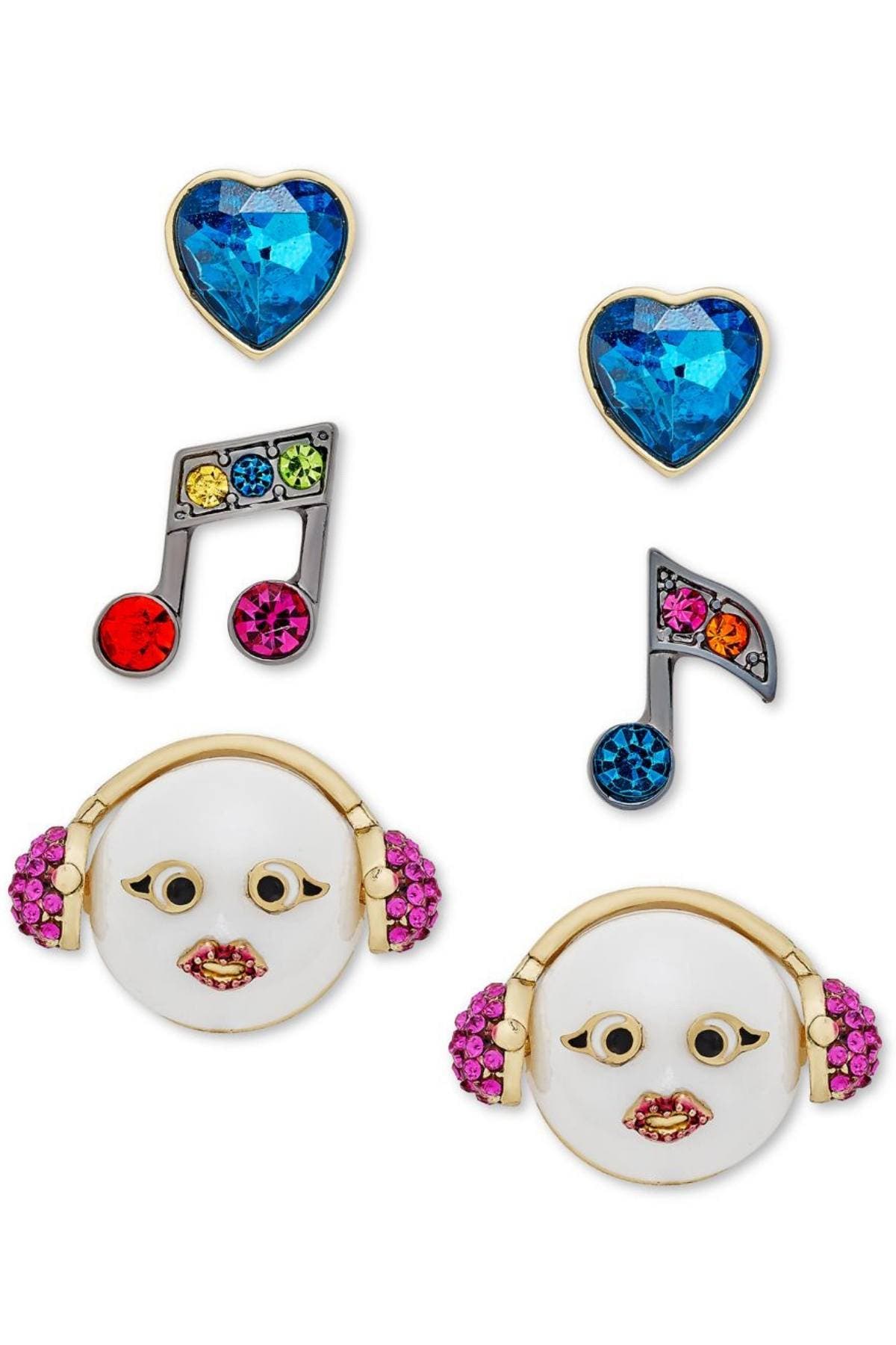 Betsey Johnson Multi-Color Stud Earring Set of 3