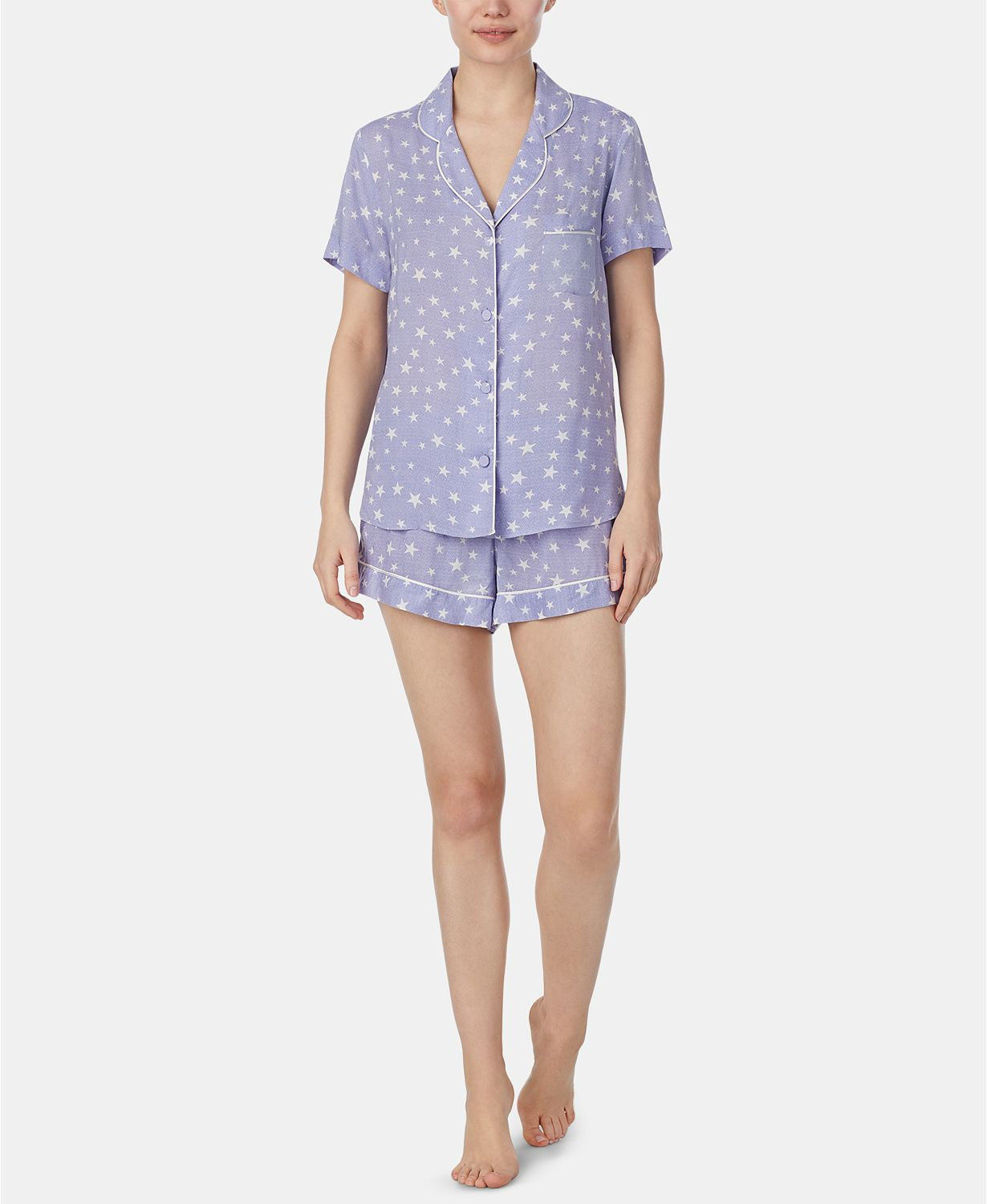 Betsey Johnson Notch Collar Top And Shorts Star Printed Pajama Set