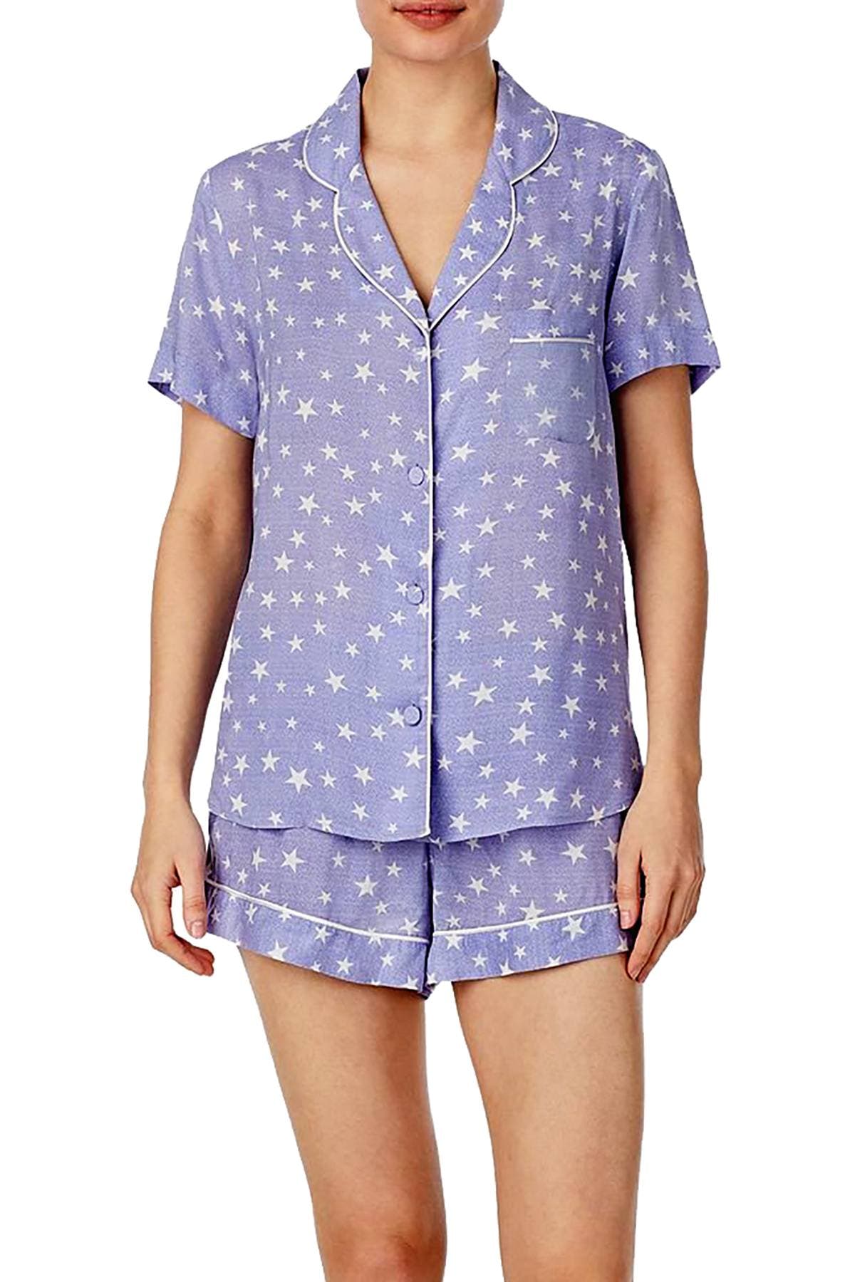 Betsey Johnson Notch Collar Top And Shorts Star Printed Pajama Set