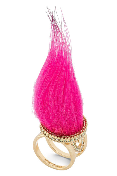 Betsey Johnson Pink Faux-Fur Ring