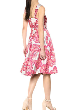 Betsey Johnson Pink/Silver-Shimmer Floral Jacquard Fit & Flare Party Dress thumbnail 4