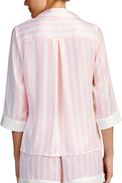 Betsey Johnson Pink Stripe Satin Mrs Contrast Trim Pajama Top thumbnail 2