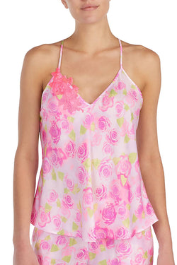 Betsey Johnson Pink Washed-Satin Floral Embroidered Cami thumbnail 1