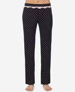 Betsey Johnson Printed Lace-trim Pajama Pants Black Ivory dot thumbnail 1