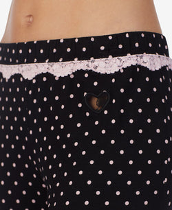 Betsey Johnson Printed Lace-trim Pajama Pants Black Ivory dot thumbnail 2