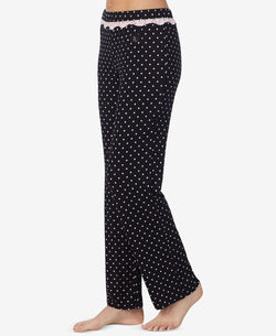 Betsey Johnson Printed Lace-trim Pajama Pants Black Ivory dot thumbnail 3