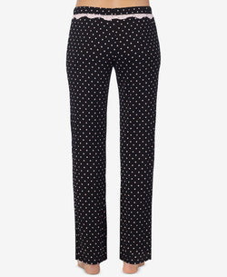 Betsey Johnson Printed Lace-trim Pajama Pants Black Ivory dot thumbnail 4
