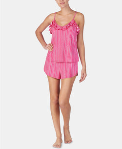 Betsey Johnson Ruffle Trimmed Printed Knit Pajama Set in Pink thumbnail 2