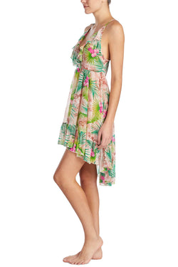 Betsey Johnson Tropical-Print Chiffon Ruffled Nightgown thumbnail 4