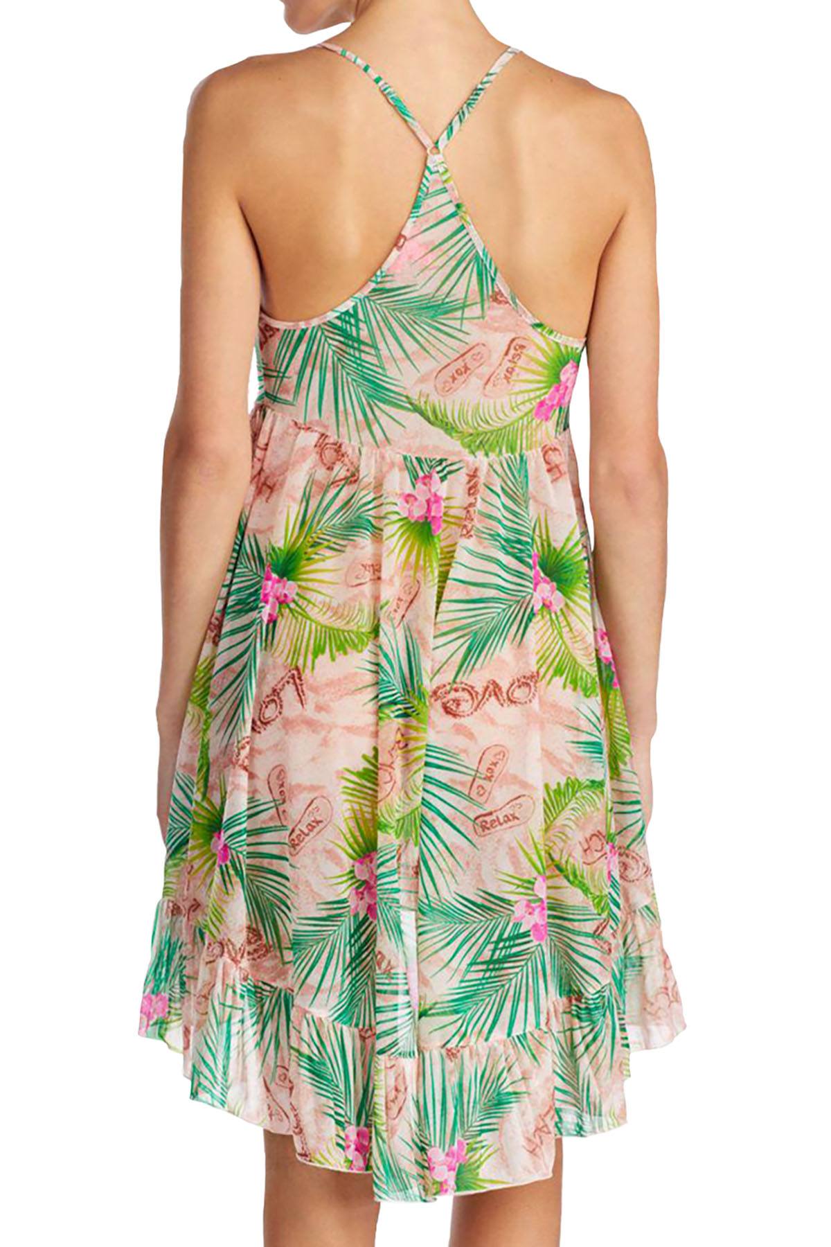 Betsey Johnson Tropical-Print Chiffon Ruffled Nightgown