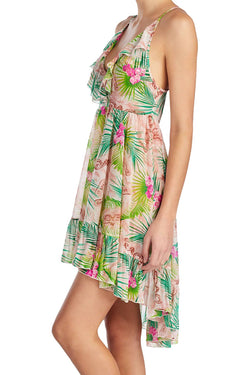 Betsey Johnson Tropical-Print Chiffon Ruffled Nightgown thumbnail 3