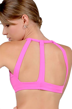 Bia Brazil Bubblegum-Pink Cross-Front Cage-Back Fitness Bra thumbnail 3