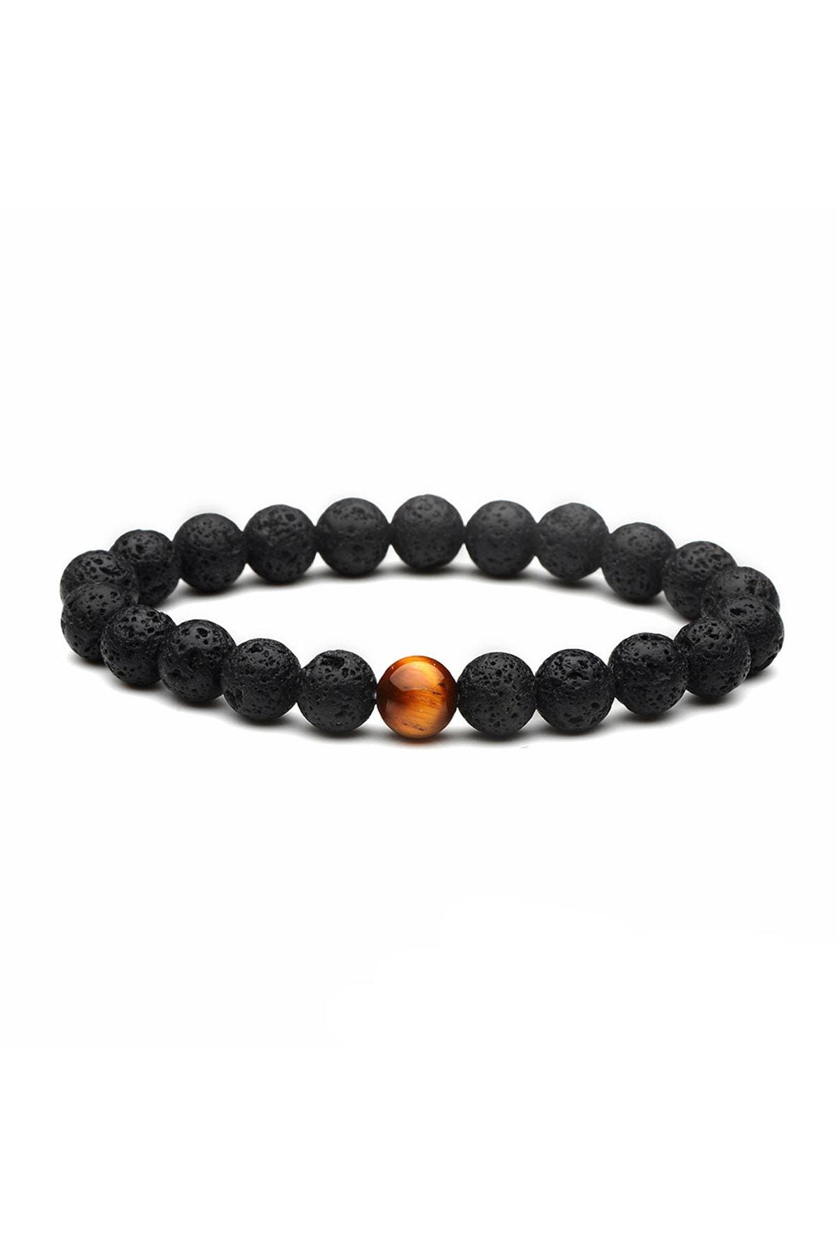 Black Lava-Stone Manipura-Chakra Beaded Healing Bracelet