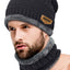 Black Ultra-Soft 2Pc Fleece-Lined Beanie/Neck Warmer