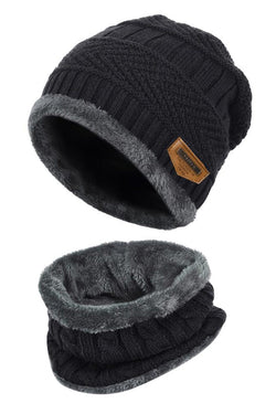 Black Ultra-Soft 2Pc Fleece-Lined Beanie/Neck Warmer thumbnail 2