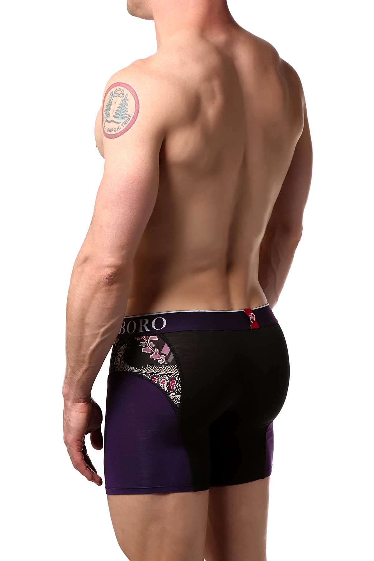 Black & Purple Bamboo Boxer