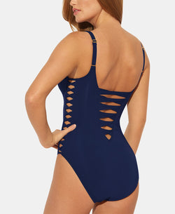 Bleu By Rod Beattie Bleu Rod Beattie V-neck Strappy One-piece Swimsuit Navy thumbnail 3