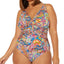Bleu By Rod Beattie Plus Groovy Baby Printed Keyhole One-piece Swimsuit Multi