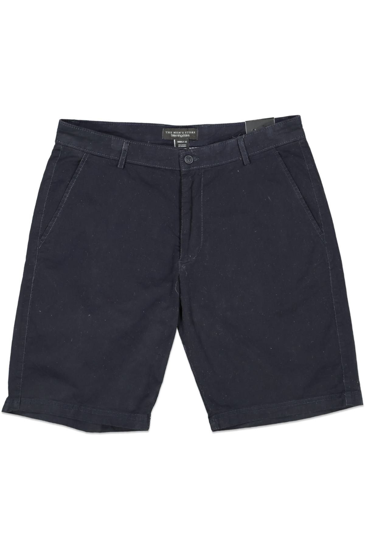 Bloomingdales Mens Flat Front Twill Cotton Stretch 9.5" Shorts Dark Navy