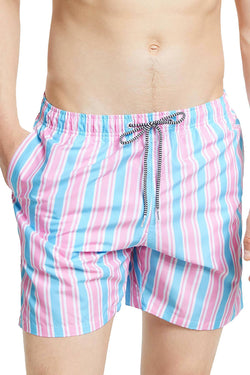 Boardies Candy Stripe Swim Trunk in Pink/Blue thumbnail 1