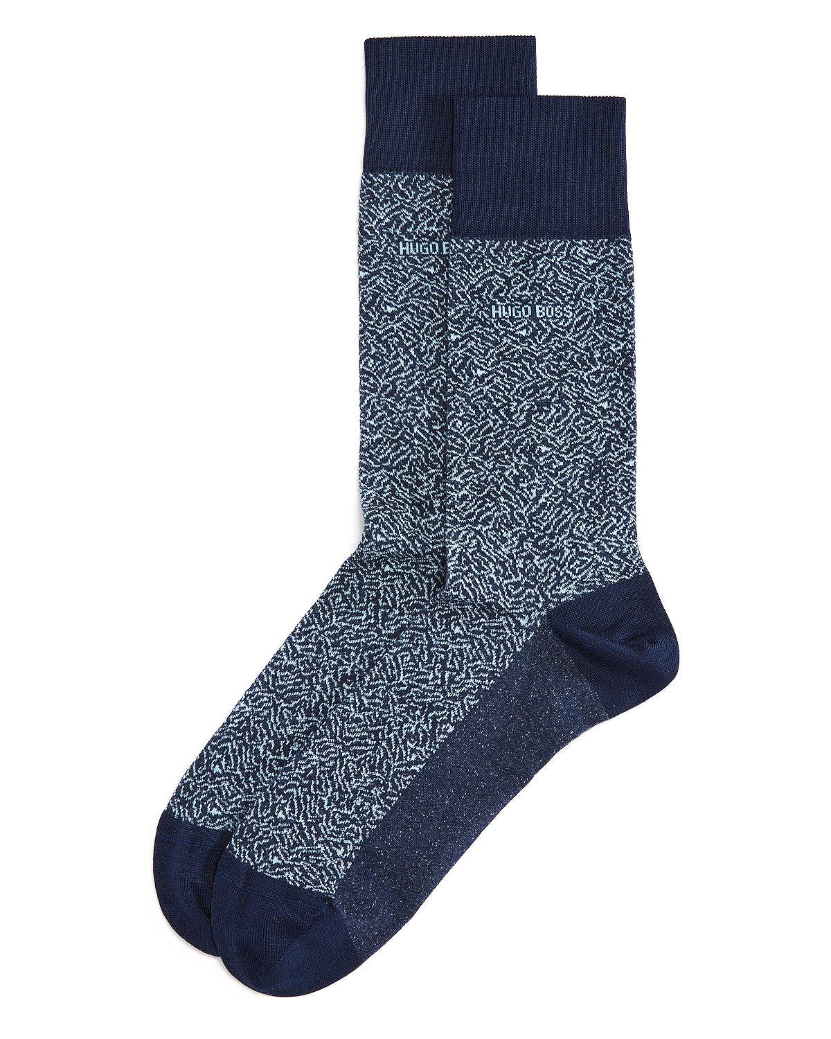 Boss Abstract Pattern Socks Navy