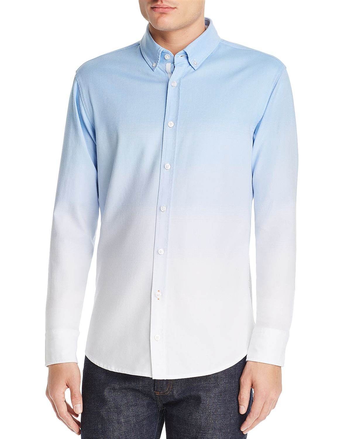 Boss Mabsoot Gradient-print Slim Fit Button-down Shirt Blue