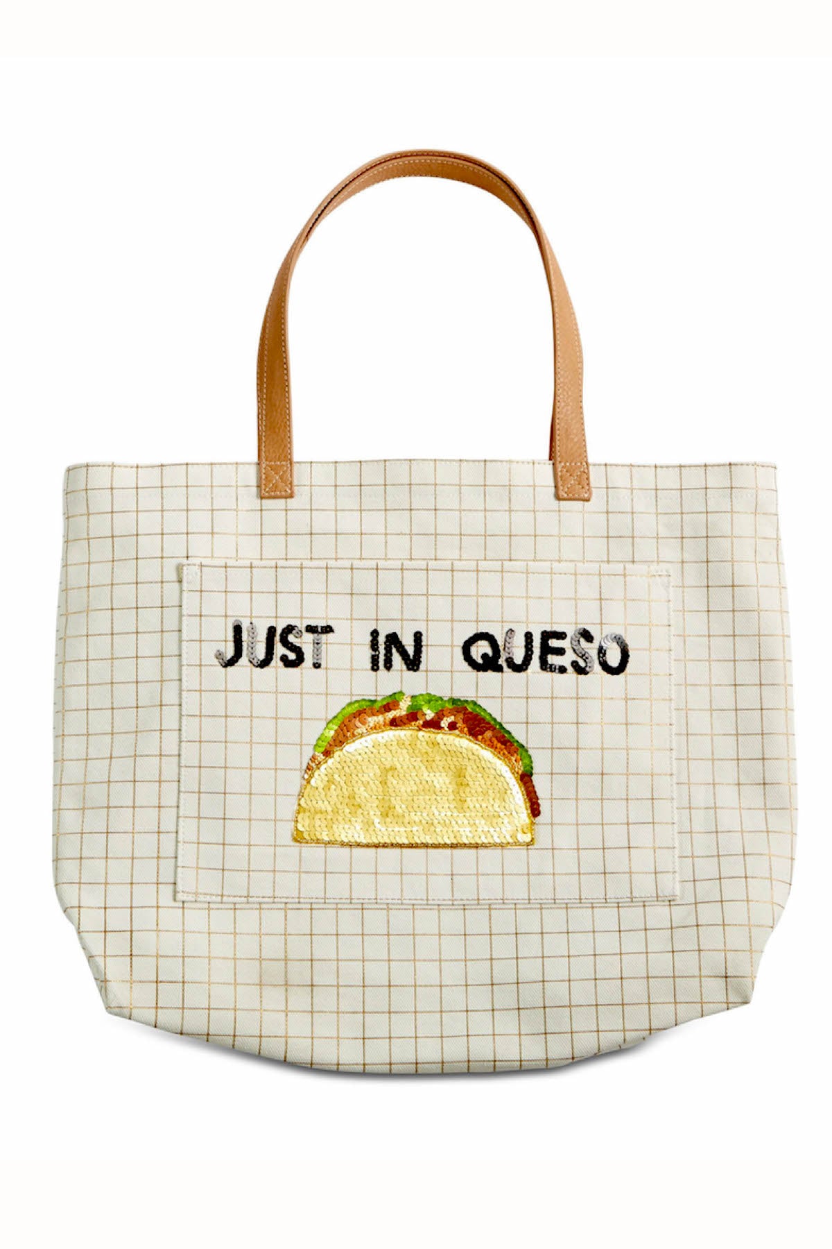 Bow Drape Metallic-Grid Just-In-Queso XL Tote