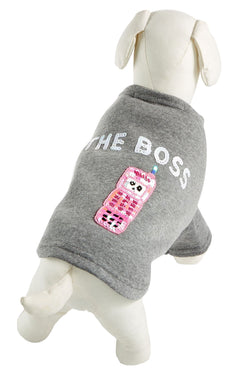 Bow & Drape Heather Grey The Boss Dog Sweatshirt thumbnail 1