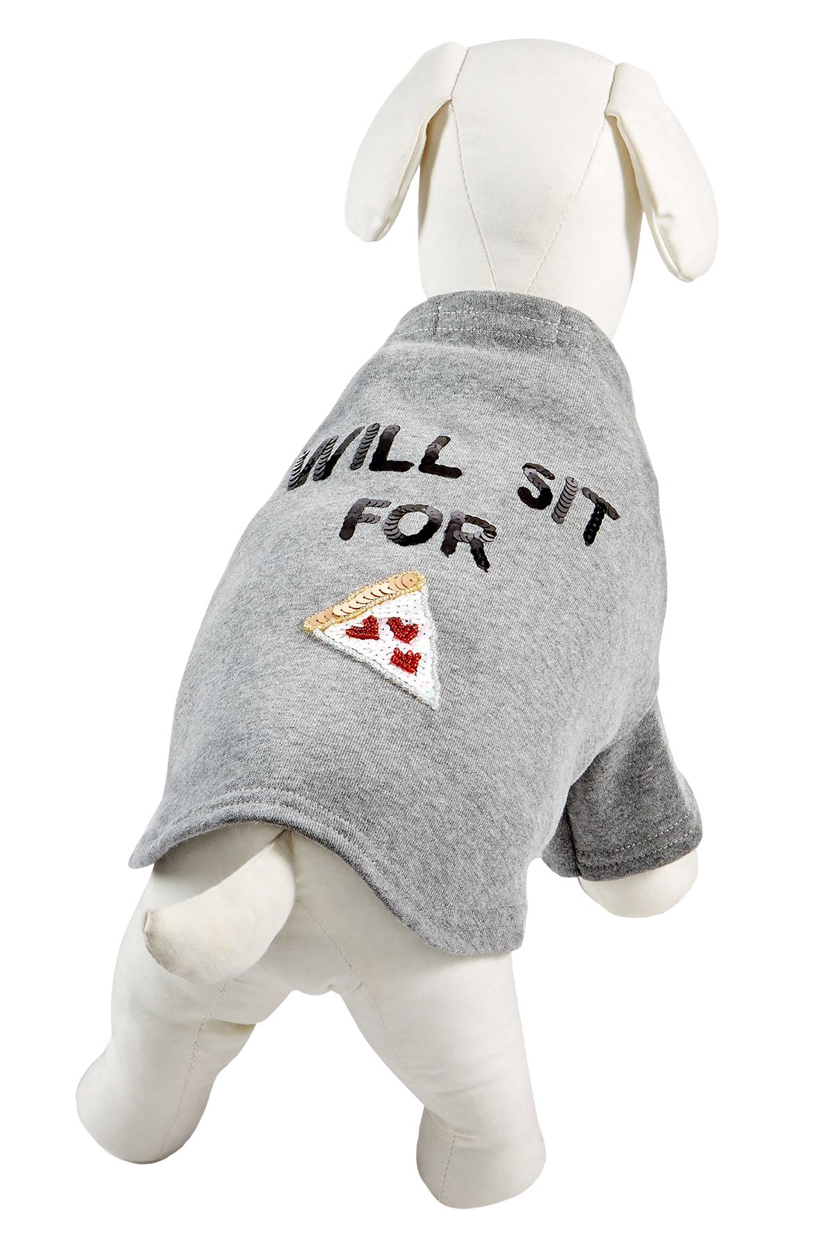 Bow & Drape Heather Grey Will Sit For Pizza Dog Sweatshirt