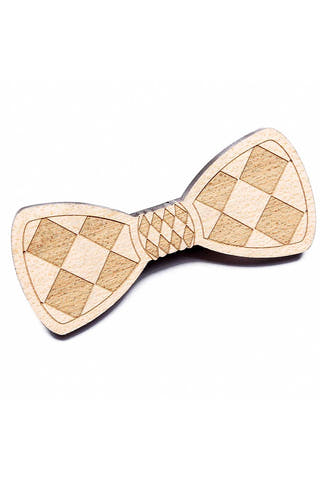 Brand Breeders Brown Argyle Angst Wooden Bow Tie