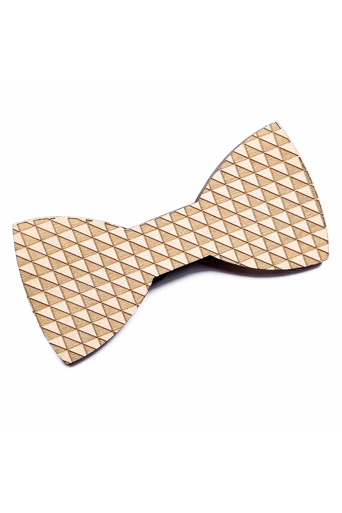 Brand Breeders Brown Geometric Squares Wooden Bow Tie