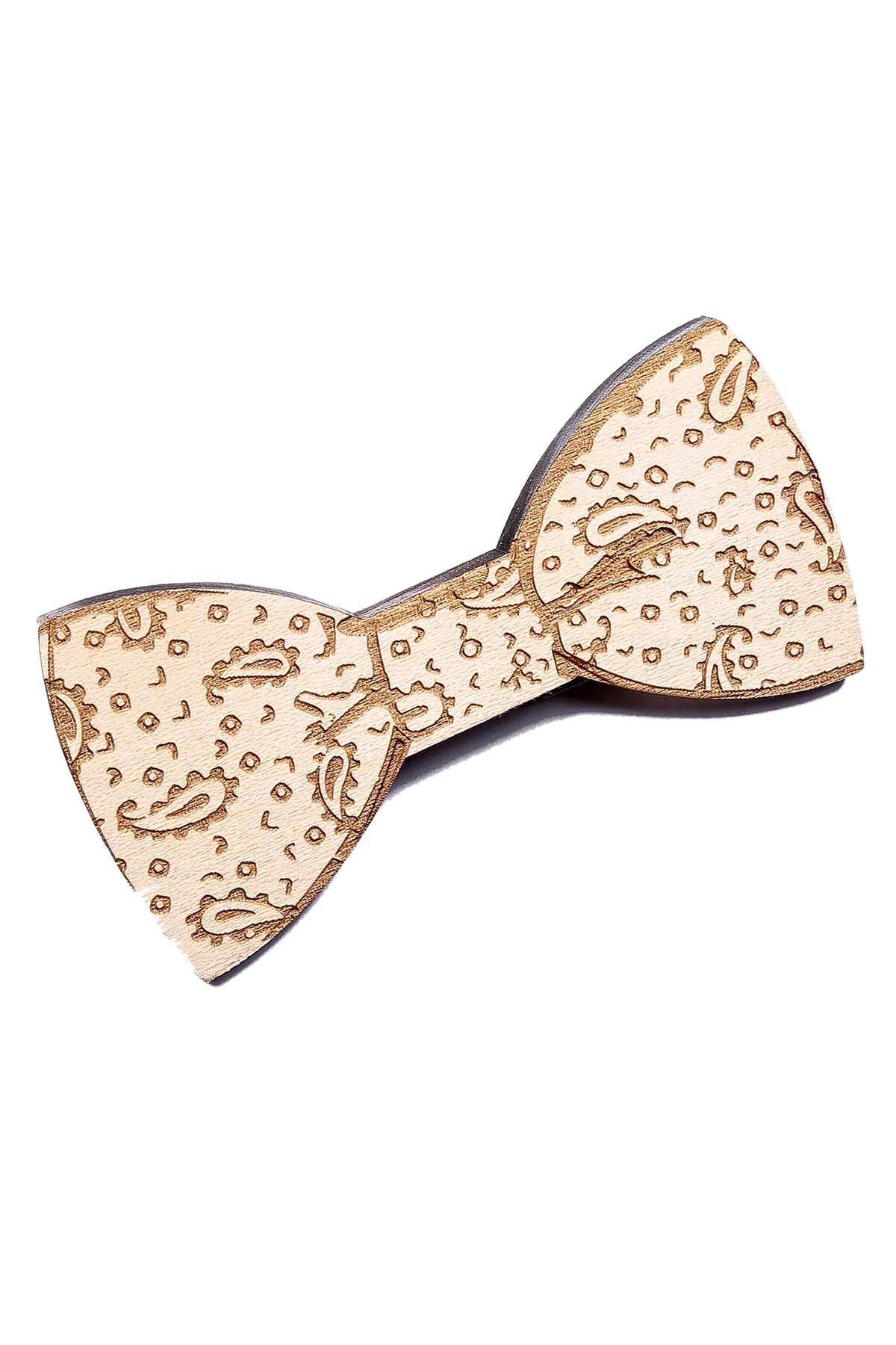 Brand Breeders Brown Paisley Convention Wooden Bow Tie