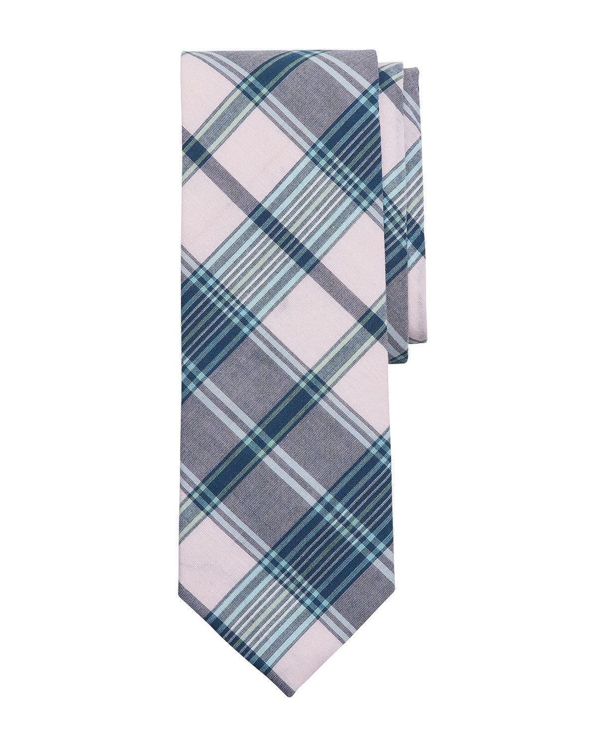 Brooks Brothers Madras Plaid Classic Tie Pink