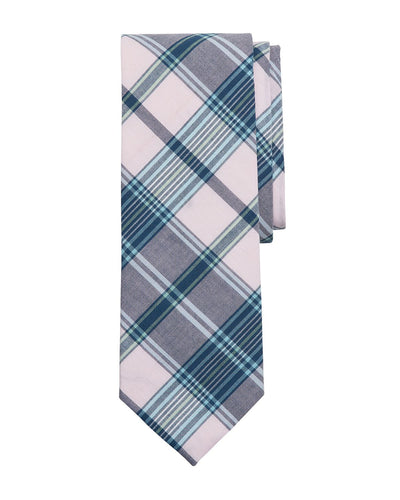 Brooks Brothers Madras Plaid Classic Tie Pink