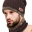Brown Ultra-Soft 2Pc Fleece-Lined Beanie/Neck Warmer