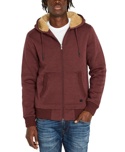 Buffalo David Bitton Fasox Sherpa Lined Full Zip Hoodie Sweatshirt Oxblood thumbnail 1