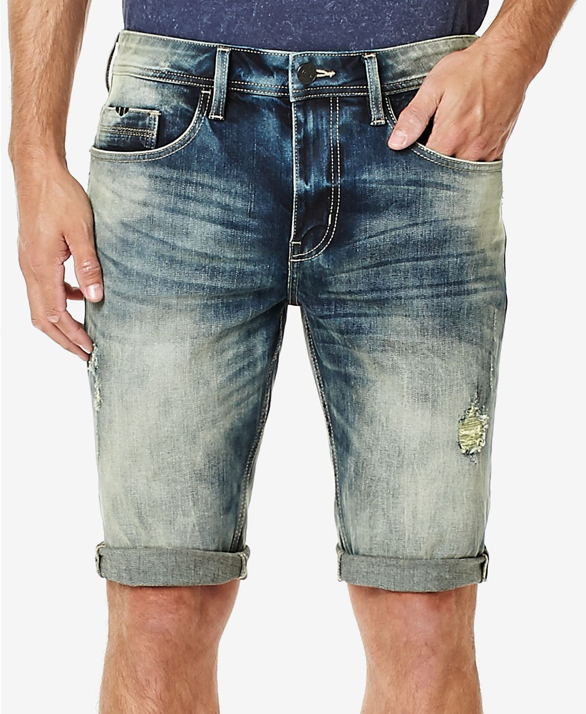 Buffalo David Bitton Parker-x Slim-fit Stretch Destroyed Denim Shorts