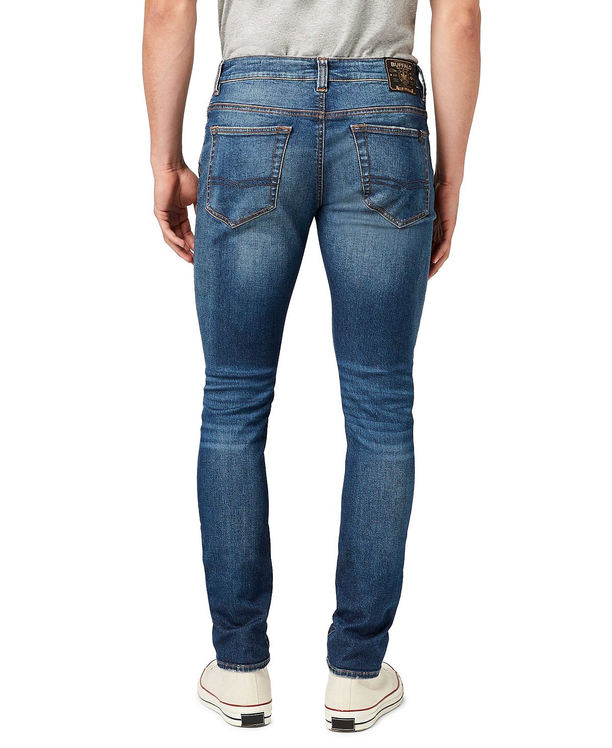 Buffalo David Bitton Men's Skinny MAX Jeans - Distressed Light Wash, Stretch Recycled Denim