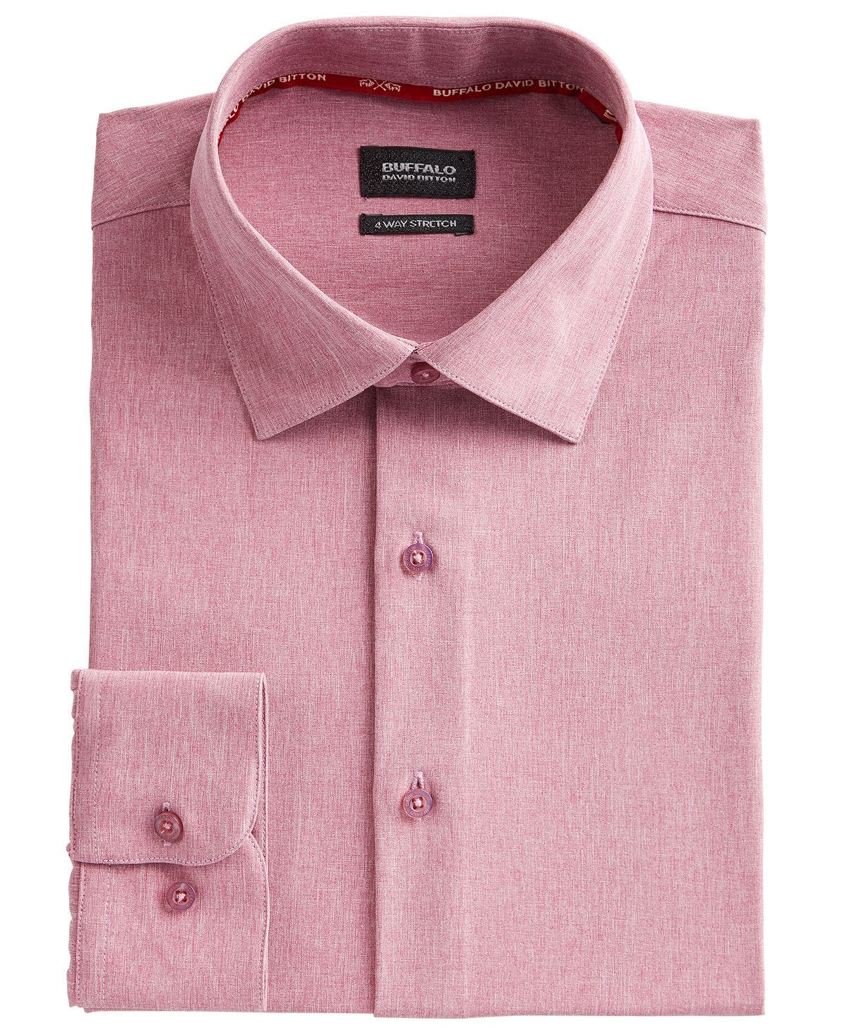 Buffalo David Bitton Slim-fit Performance Stretch Rose Chambray Dress Shirt Rose