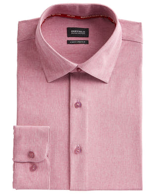 Buffalo David Bitton Slim-fit Performance Stretch Rose Chambray Dress Shirt Rose