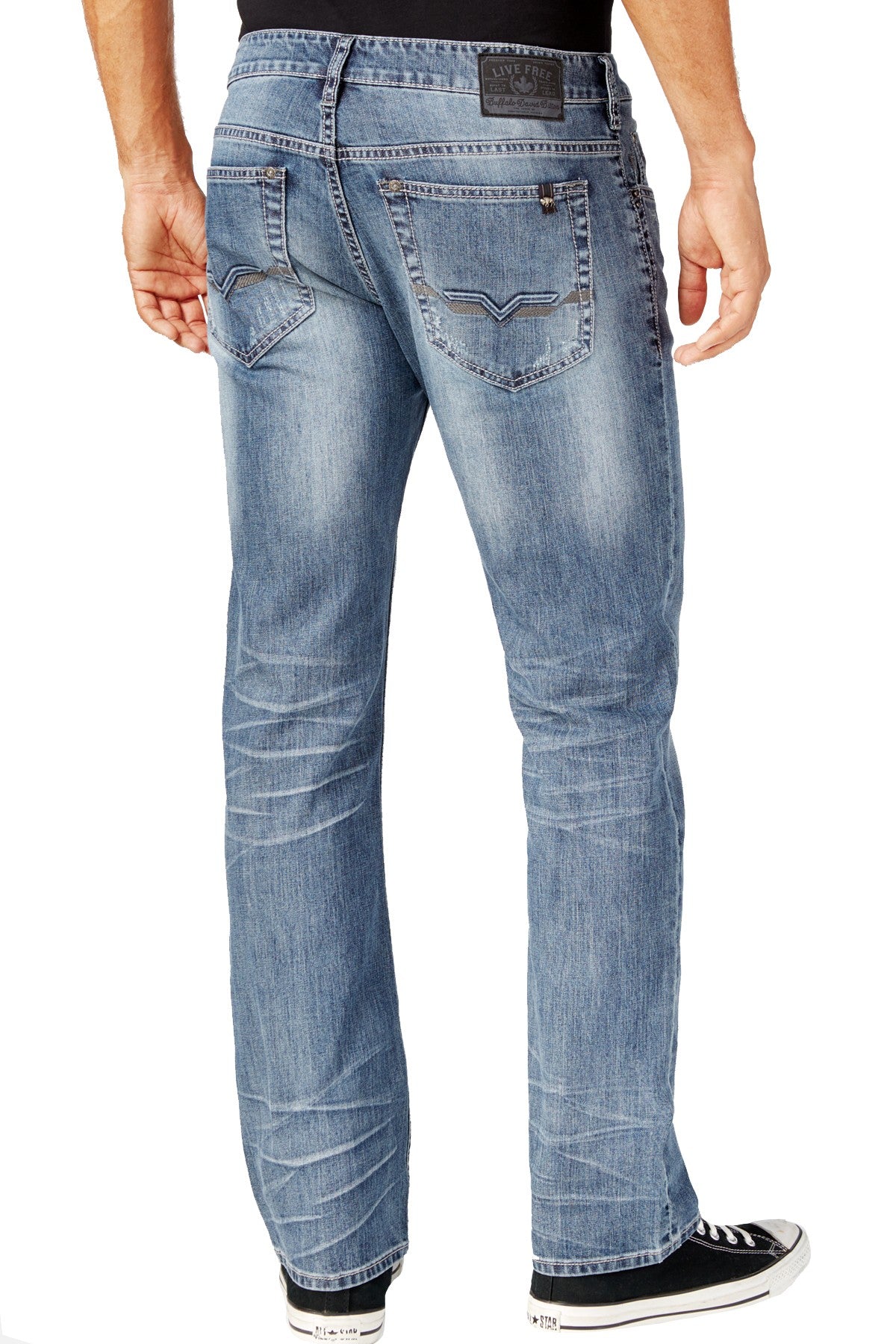 Buffalo by David Bitton Blasted-Blue Driven-X Straight-Stretch Relaxed-Fit Jean