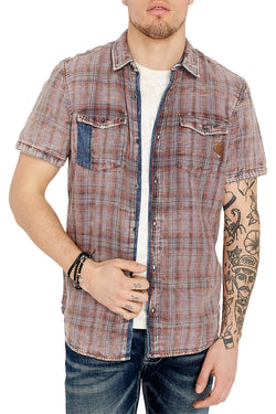 Buffalo by David Bitton Charcoal/Red Plaid Raw Edge Shirt thumbnail 1