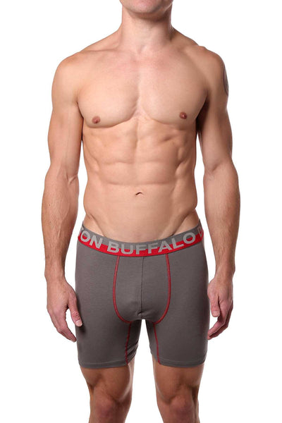 Buffalo by David Bitton Gray/Red Contrast-Trim Boxer Brief