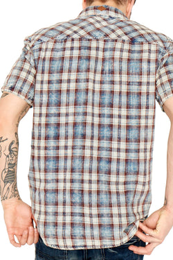 Buffalo by David Bitton Indigo Nori Plaid Raw Edge Shirt thumbnail 2