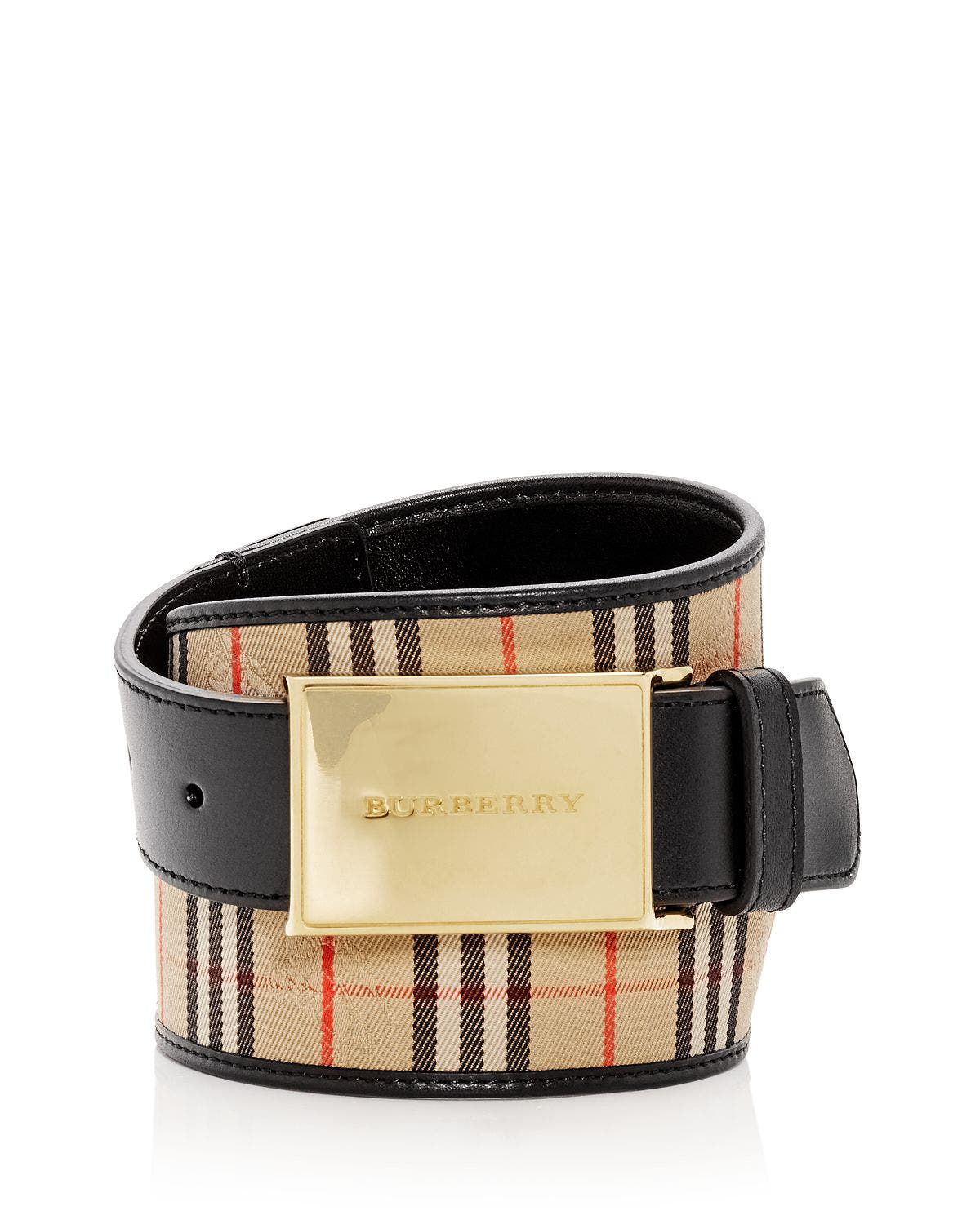 Burberry Charles Plaque Buckle 1983 Check Belt Black