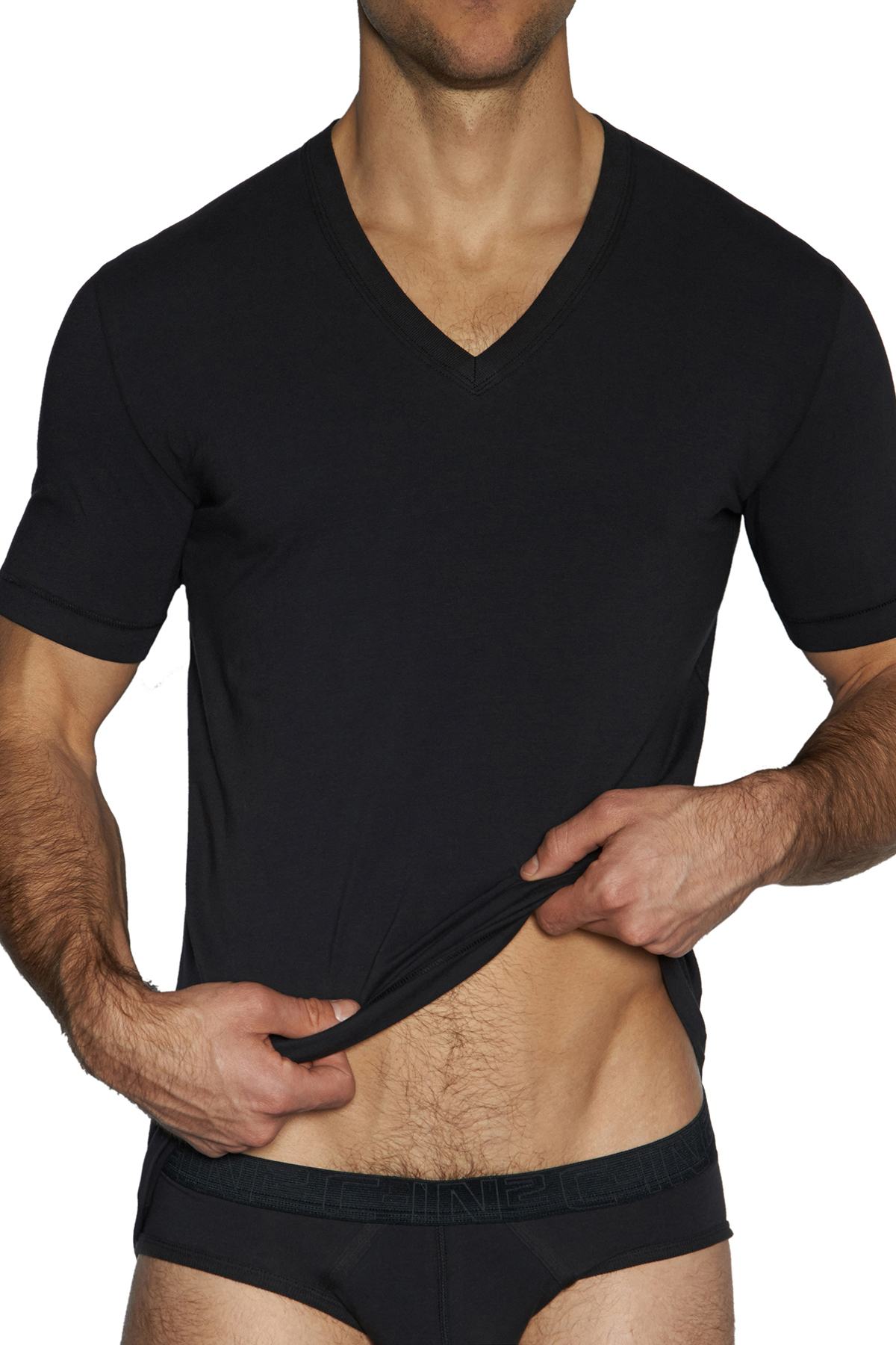 C-IN2 70's-Blue/Black Stretch V-Neck Tee 2-Pack
