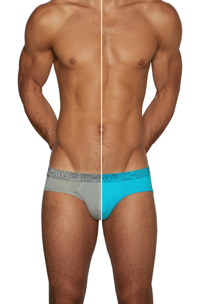 C-IN2 Cathedray-Grey/Celeste-Blue Low Rise Brief 2-Pack