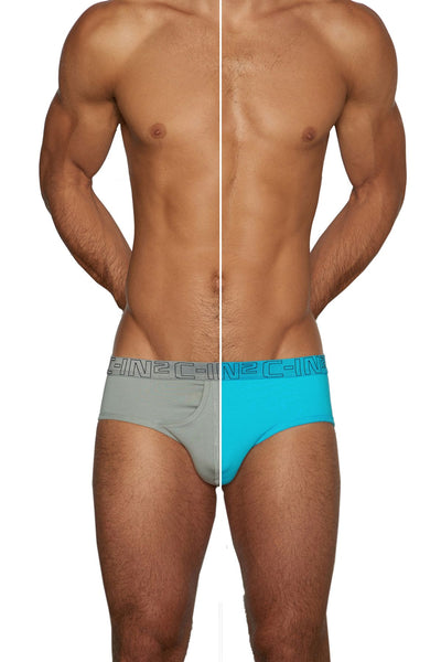 C-IN2 Cathedray-Grey/Celeste-Blue Slash Mid-Rise Brief 2-Pack