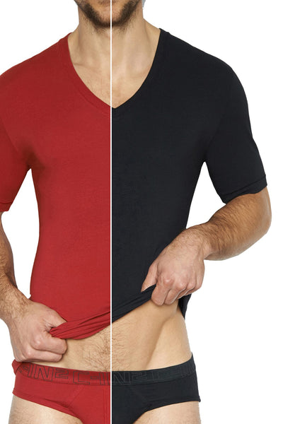 C-IN2 Salsa/Black Stretch V-Neck Tee 2-Pack